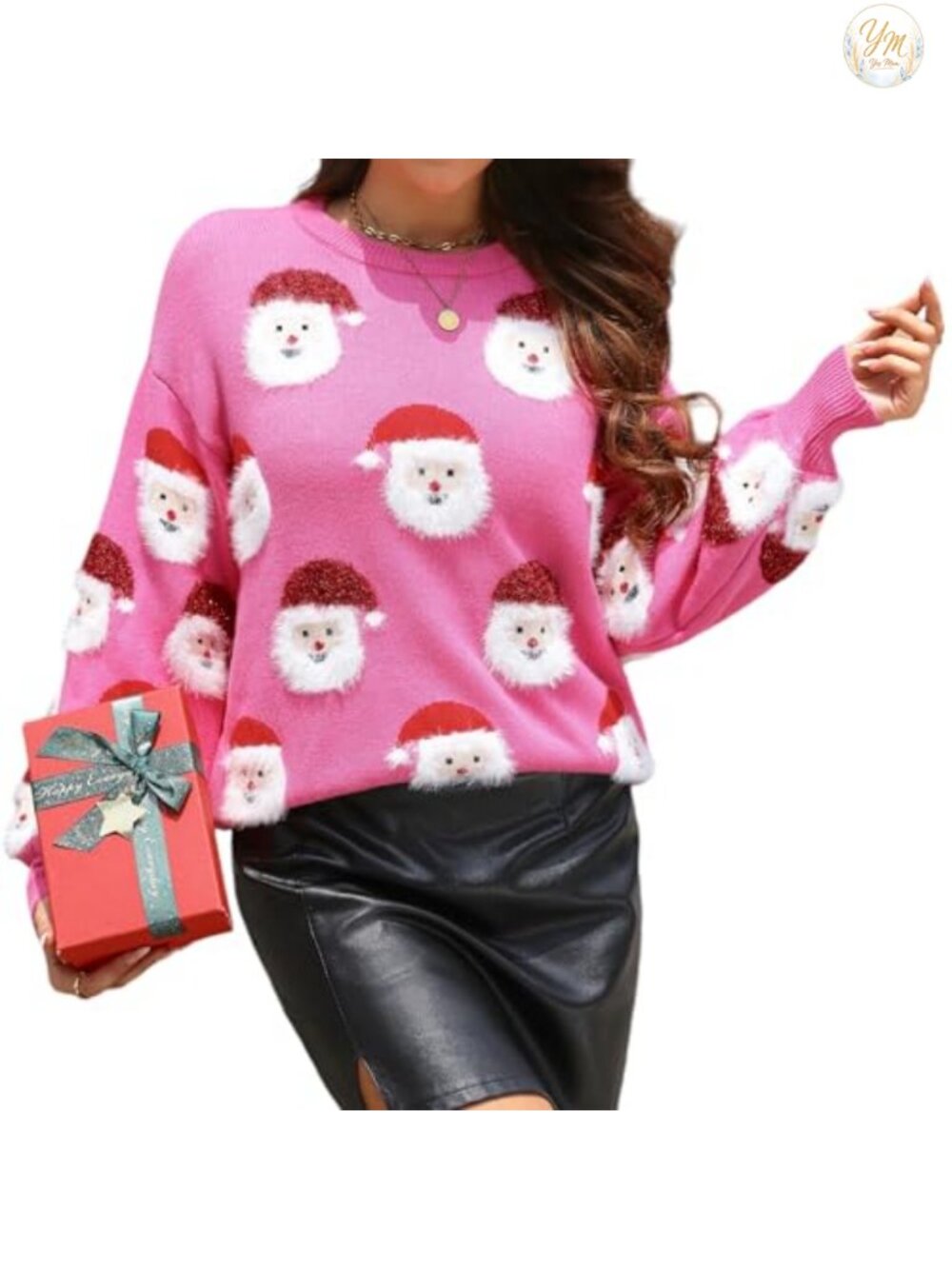 Soft Acrylic Blend Ugly Christmas Sweater Women Slim Fit Knitted Pullover